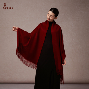 嫵WOO 大水波纹秋冬披肩高级感羊绒围巾两用型 礼赠推荐