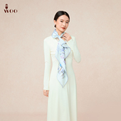 嫵WOO 栖羽花丛真丝印花方巾桑蚕丝双面花卉丝巾送礼 限时折扣