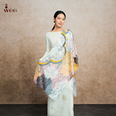 嫵WOO 写意花园 非遗吴罗牡丹缠枝纹披肩春夏桑蚕丝真丝长巾