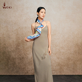 嫵WOO 小方巾 印花中式 礼赠推荐 锦绣桑蚕丝双面系脖丝巾薄款