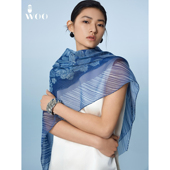 嫵WOO 礼赠推荐 百花素画真丝印花大方巾旅游防晒外搭披肩