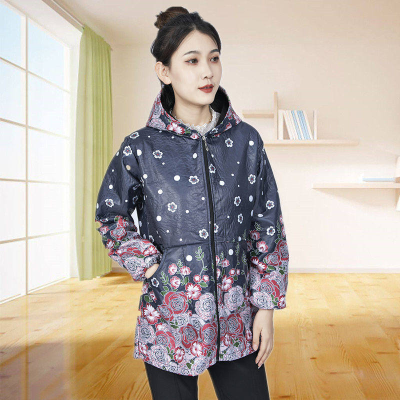 特别洋气好看的罩衣工作服冬季加绒加厚外套女装妈妈装时尚保暖服