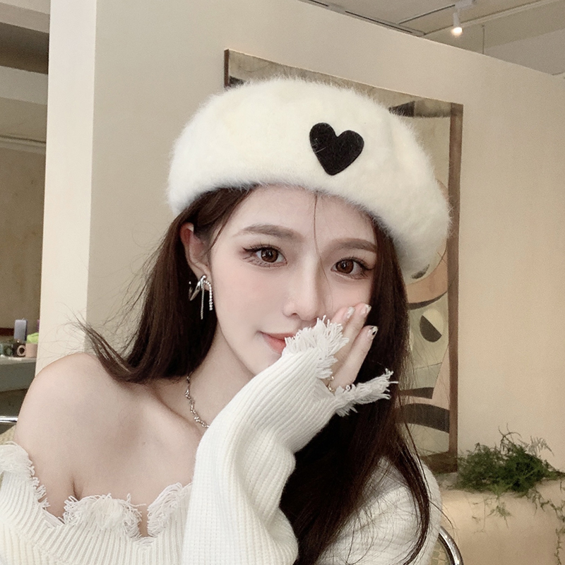 2021新款毛绒贝雷帽秋冬季帽子