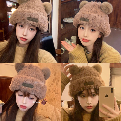 可爱小熊毛线帽秋冬季保暖