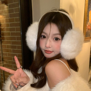 毛绒耳罩女秋冬季可爱白色保暖防风耳捂耳护耳帽百搭学生骑行耳套