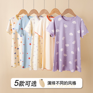儿童睡裙全棉无痕睡衣裙女童新款家居服全棉公主风短袖宝宝睡衣