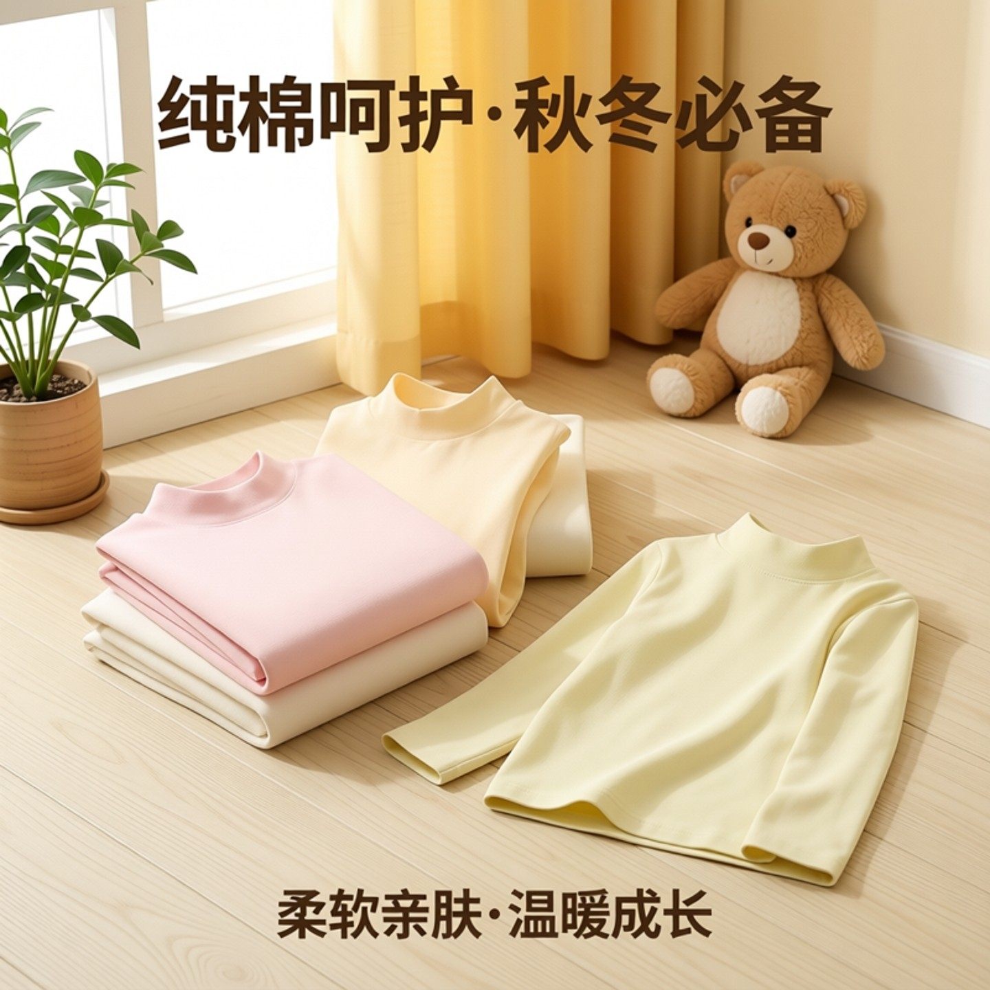 纯棉男童保暖秋衣T恤半高领儿童纯棉打底衫上衣宝宝长袖女宝秋衣