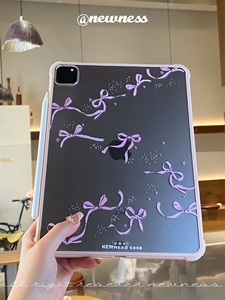 newness原创粉色蝴蝶结亚克力单底保护套适用于苹果ipadPro air10.9/11寸平板保护壳