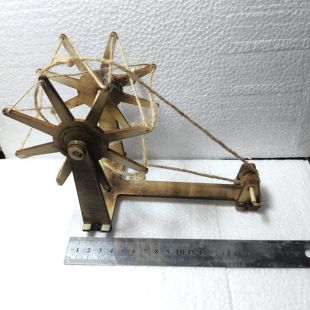 手摇纺线车模型手摇纺车可以转动麻绳纺车diy农耕工具老农具