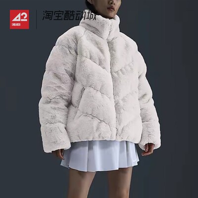 42运动家 Nike耐克女子休闲人造皮草毛绒夹克棉服外套 FV8006-104