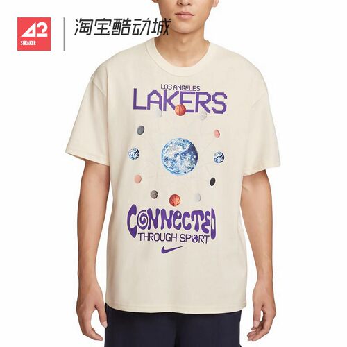 42运动家 NIKE NBA洛杉矶湖人队 男子宽松休闲短袖T恤 HQ1311-901