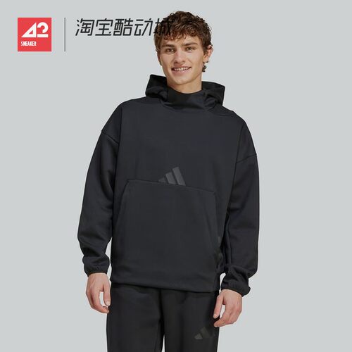 42运动家 Adidas ZNE 黑色针织连帽长袖套头衫卫衣 男款 JE7537