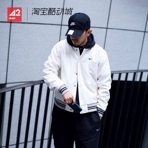 42运动家 Nike 休闲运动羊毛保暖棒球服刺绣夹克外套 FV4026-010