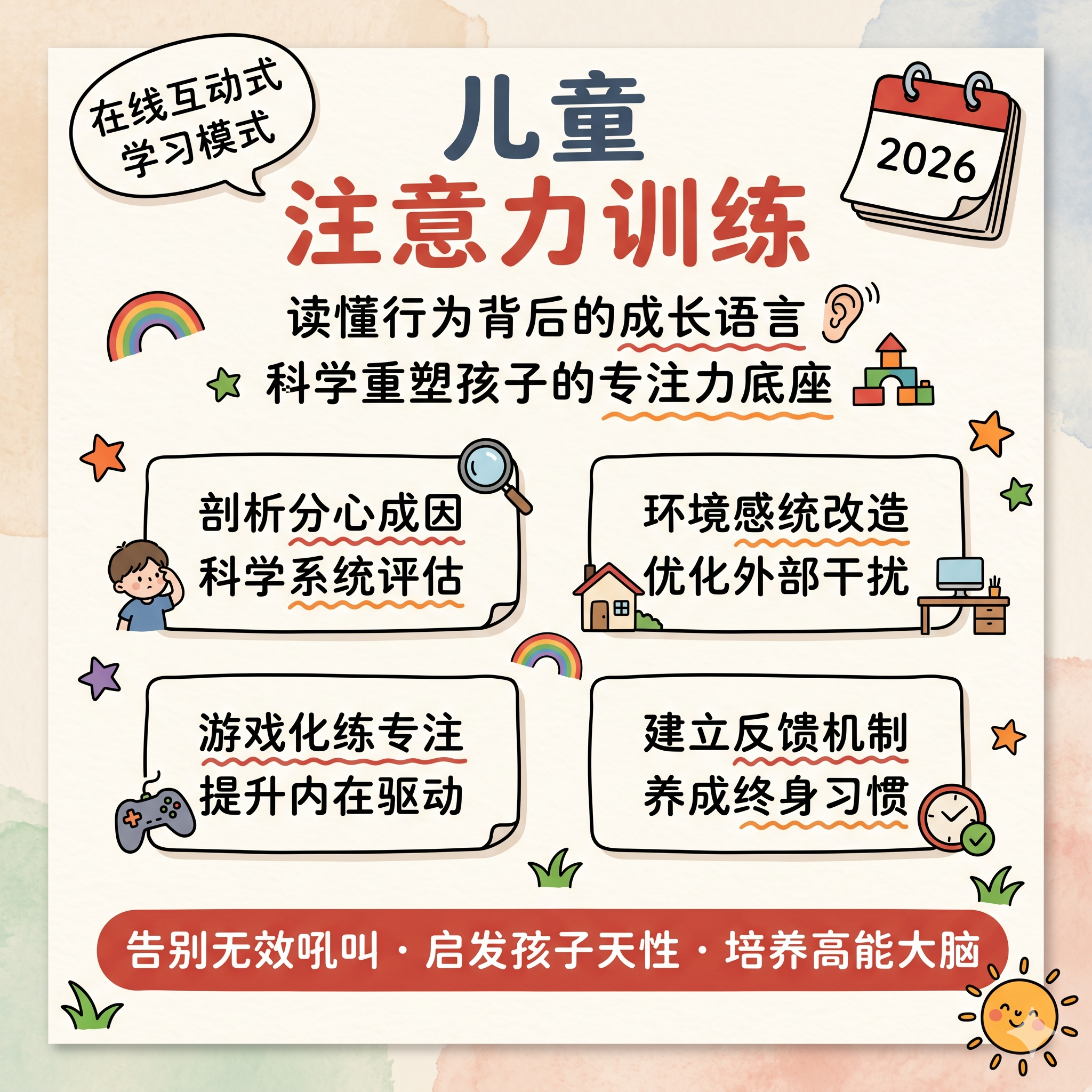儿童注意力训练专注力提升逻辑思维训练营家长育儿自控力认知