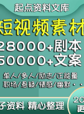 短视频剧本文案素材段子抖音快手vlog脚本模板热门搞笑创作自媒体