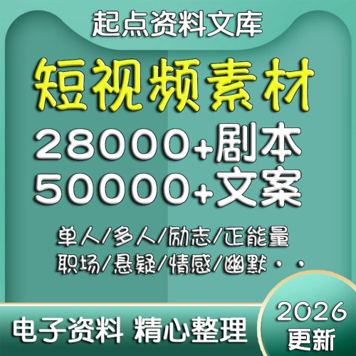 短视频剧本文案素材段子抖音快手vlog脚本模板热门搞笑创作自媒体