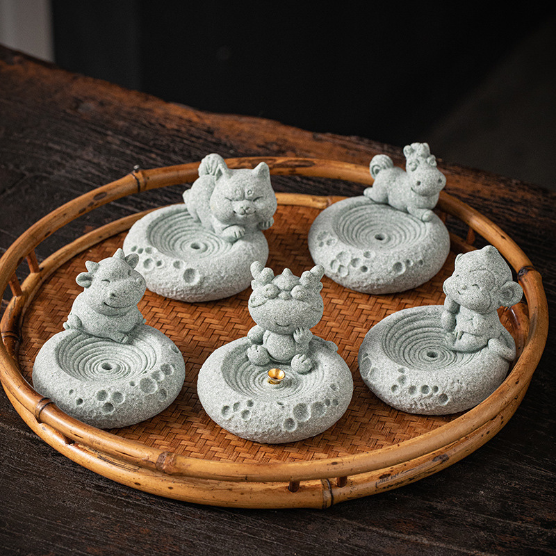 十二生肖香插办公桌面家居装饰品茶宠摆件国潮文创线香托香座香炉