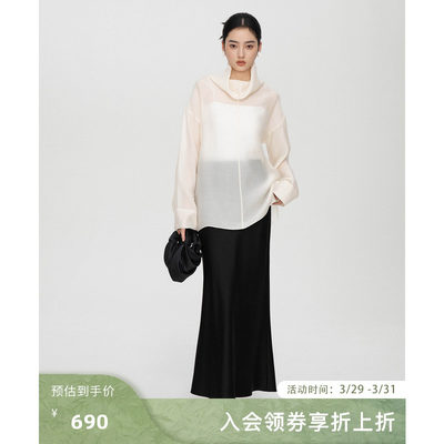 THE MOLAB 新中式高领通透感罩衫 朦胧美纱感内搭套头造型小衫