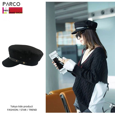 东京代购秦岚同款毛呢八角帽