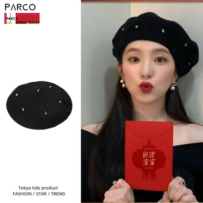 东京代购裴珠泫同款黑色贝雷帽