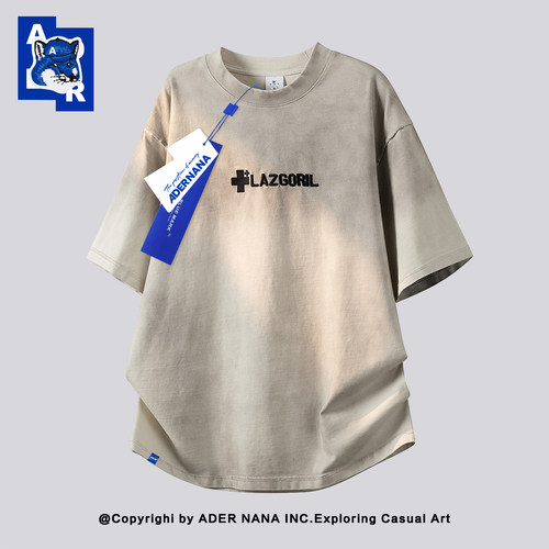 ADERNANA美式刺绣纯棉短袖T恤