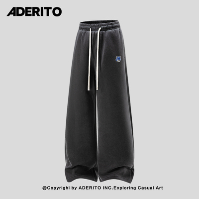 ADERNANA灰色直筒宽松休闲裤