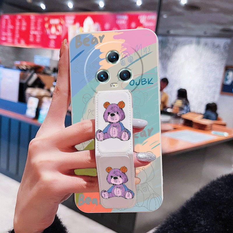 荣耀miagc7手机壳防摔miagc6Pro脏脏熊带支架5至臻版背贴一体支架荣耀miagc4/miagc3Pro可横竖屏放磁吸腕带套