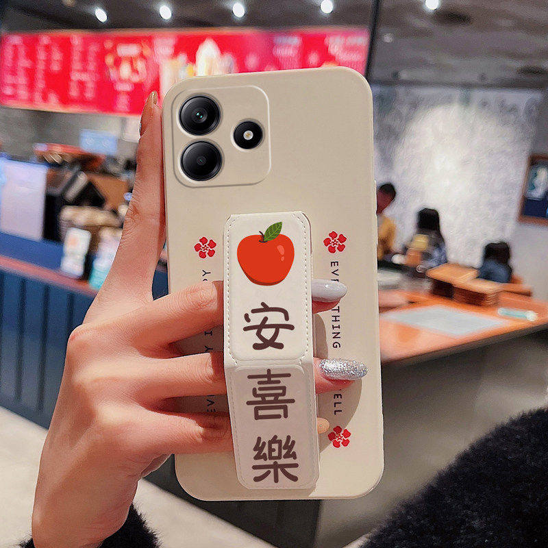 适用于红米note15Pro手机壳Note14/13磁吸支架Note12Pro+防摔RedmiNote11/10Pro折叠腕带套硅胶软壳水果文字
