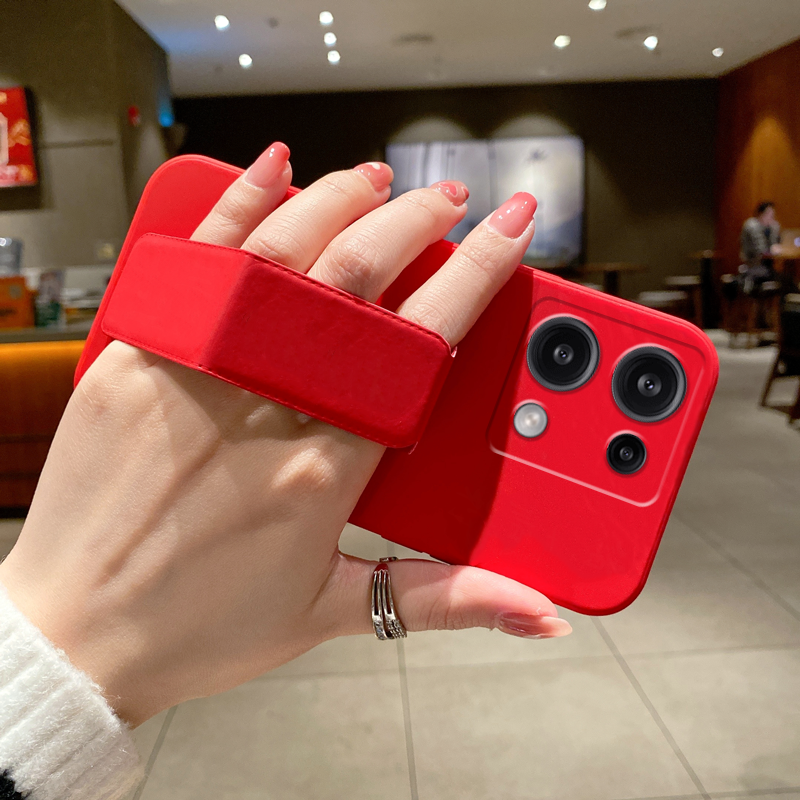适用于红米note15Pro手机壳简约纯色14Pro+/13磁吸车载支架no12TPro折叠note11Pro腕带硅胶软壳10中国红9保护