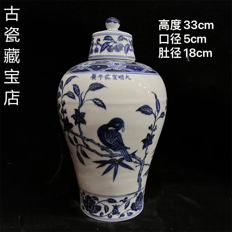 大明宣德年制青花喜上眉梢纹梅瓶