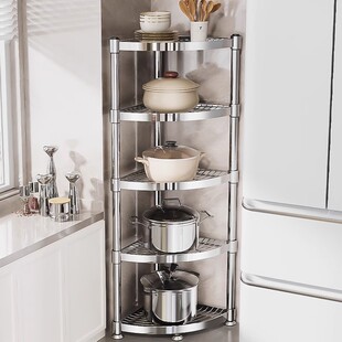 304不锈钢厨房转角锅具置物架多功能三脚架卫生间浴室三角收纳架