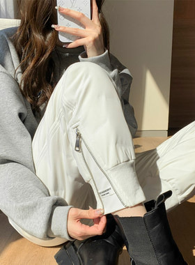 羽绒裤女外穿加绒加厚高腰白鸭绒