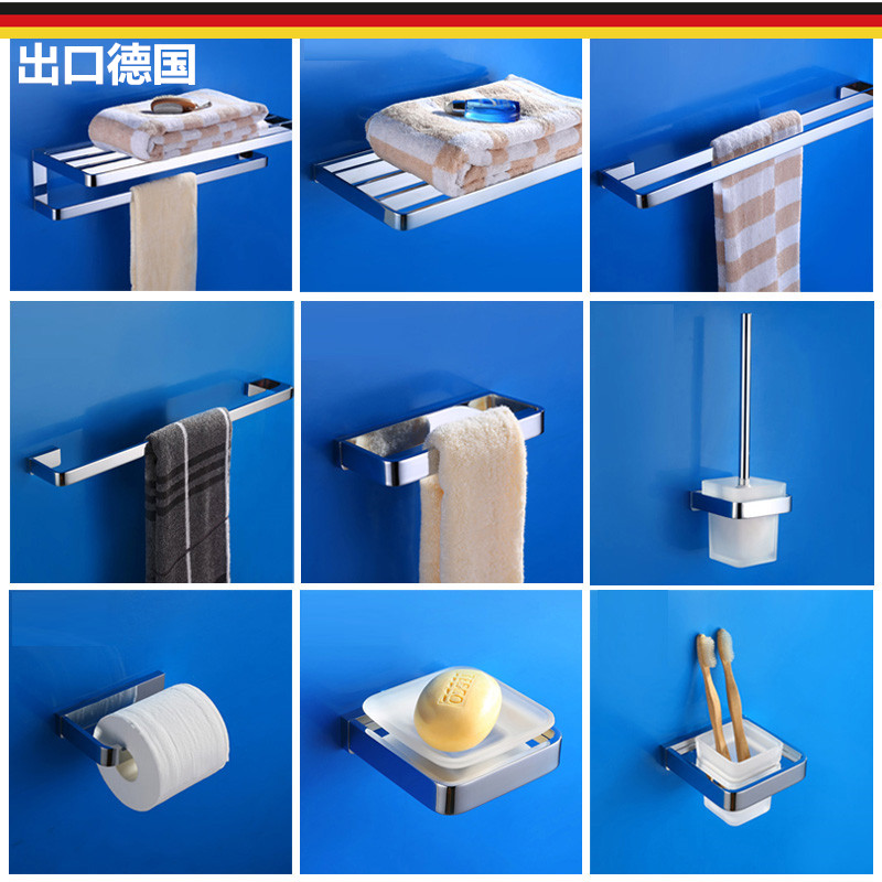 出口德国全铜双层浴巾架毛巾架 酒店浴室置物架卫生间五金挂件套