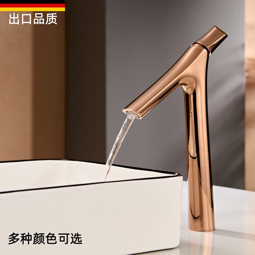 意大利玫瑰金全铜防溅面盆龙头