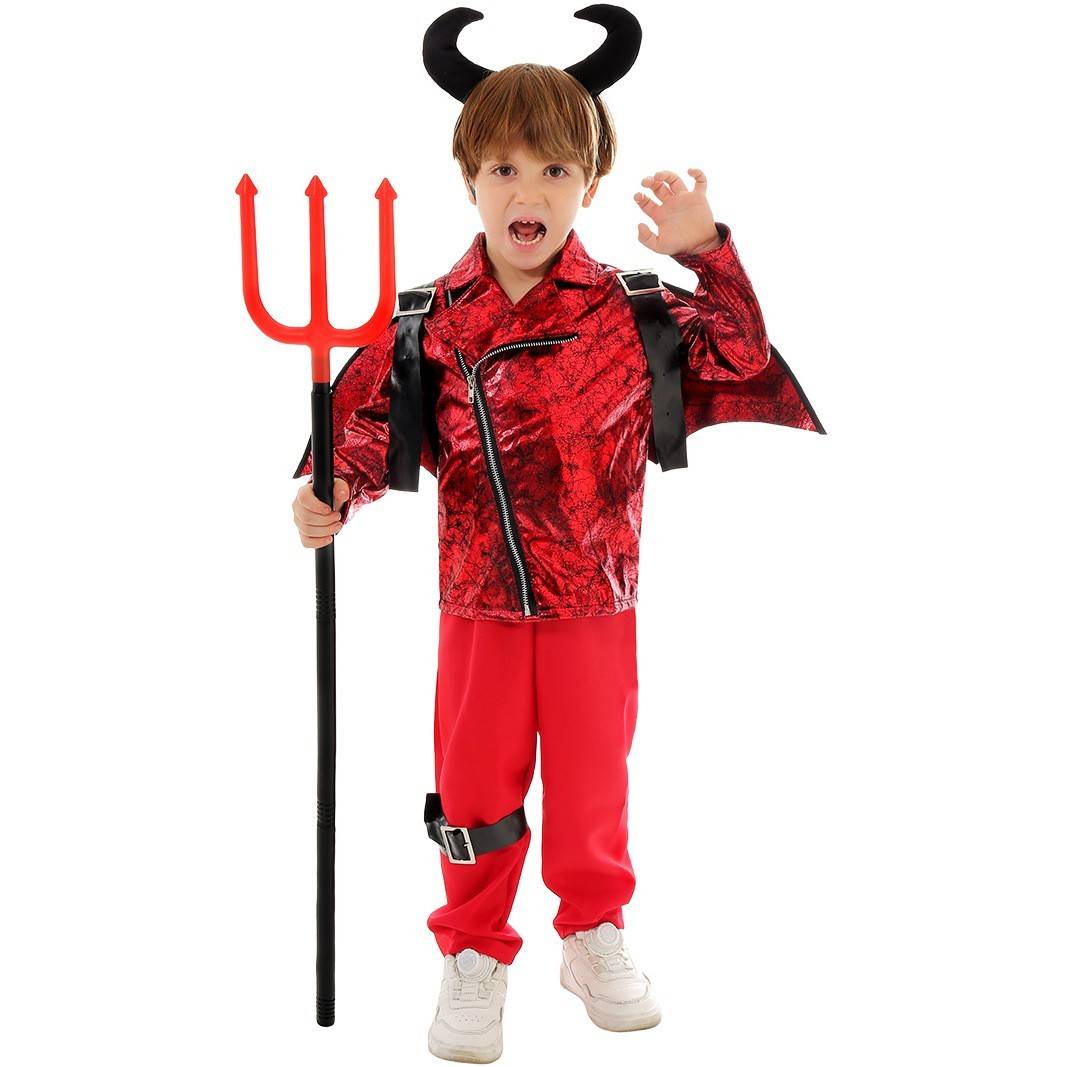儿童万圣节cos服朋克风演出服小恶魔角色扮演儿童学校舞台表演服