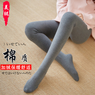 春秋新款 加绒保暖棉裤 螺纹打底九分竖条裤 女冬季 袜 女外穿秋裤 新款