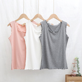 简约百搭宽松 背心吊带女上衣螺纹莫代尔打底衫 2024新款 木耳边无袖