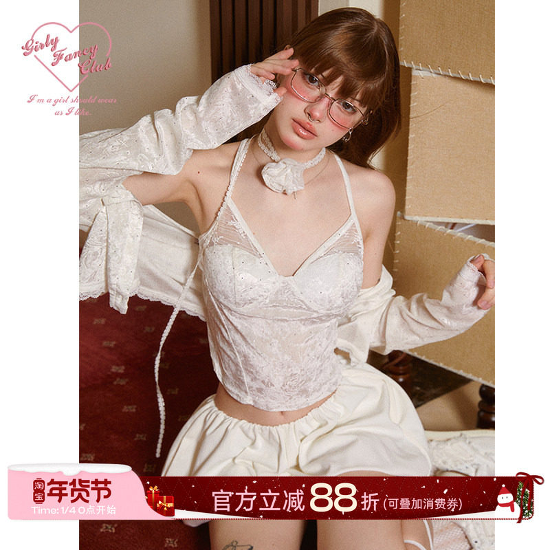 GirlyFancyClub复古少女烫钻压花丝绒上衣内搭打底带胸垫背心吊带,女装/女士精品,背心吊带,淘宝优惠券,粉丝福利购,淘宝优惠卷