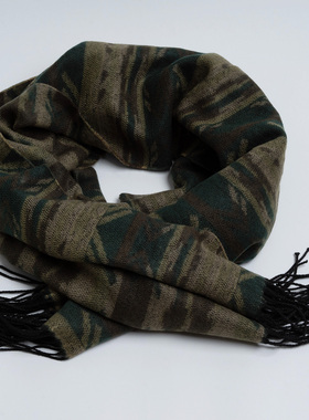 新款欧美时尚 优雅气质绿色格子围巾女冬 百搭保暖超柔仿羊绒披肩