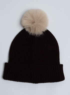 新款黑色帽子女秋冬 时尚简约罗纹毛线帽 百搭保暖旅游装饰针织帽
