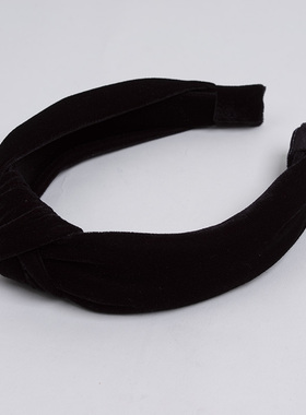 新款出口欧美 优雅气质黑色发带发箍女春 时尚百搭天鹅绒发夹头巾