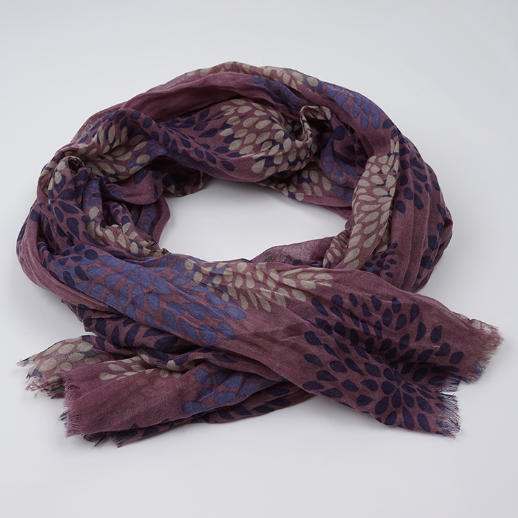 英国优雅气质紫色圆点印花丝巾