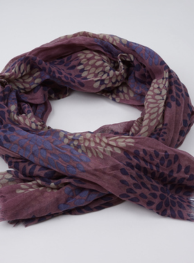 新款欧美气质 优雅气质紫色圆点花朵印花丝巾女春夏 百搭旅游纱巾