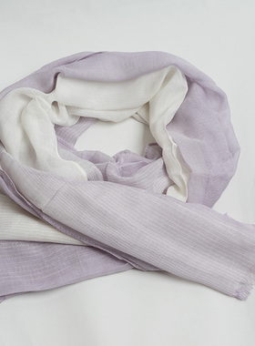 新款出口欧美 优雅气质紫色条纹精致印花围巾女 春秋薄款纱丝巾