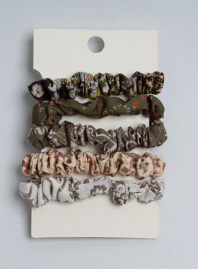 新款出口欧美优雅气质田园花朵发绳女春秋 百搭碎花发圈发束5件套