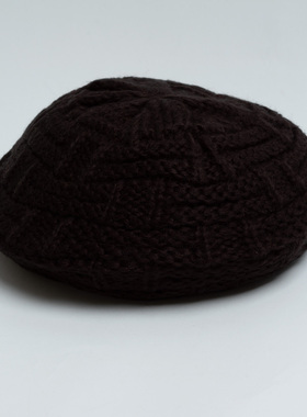 新款欧美时尚 优雅气质黑色毛线帽子女秋冬 百搭旅游针织帽贝雷帽