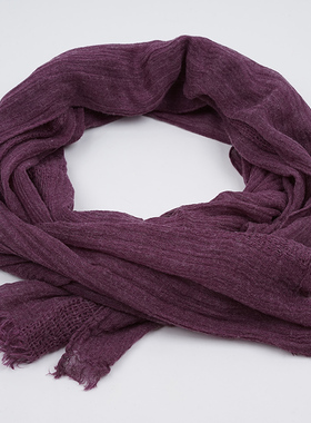 围巾女春秋冬2025新款欧美优雅气质紫色百搭羊毛混纺旅游纯色丝巾