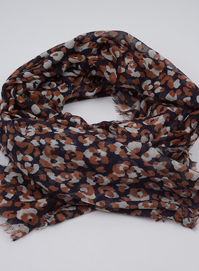 新款欧美时尚 优雅气质豹纹印花围巾女春秋 百搭巴厘纱巾空调披肩