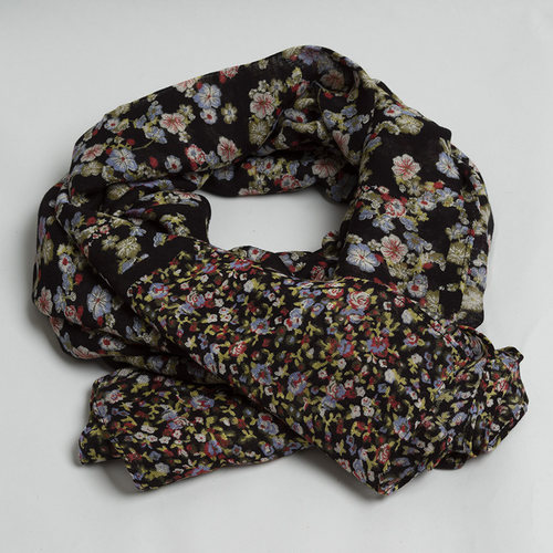 春秋印花英伦田园女碎花围巾竹节