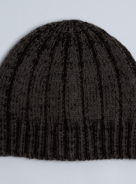 新款男士经典抽条针织帽优雅气质灰色毛线帽子秋冬百搭旅游针织帽